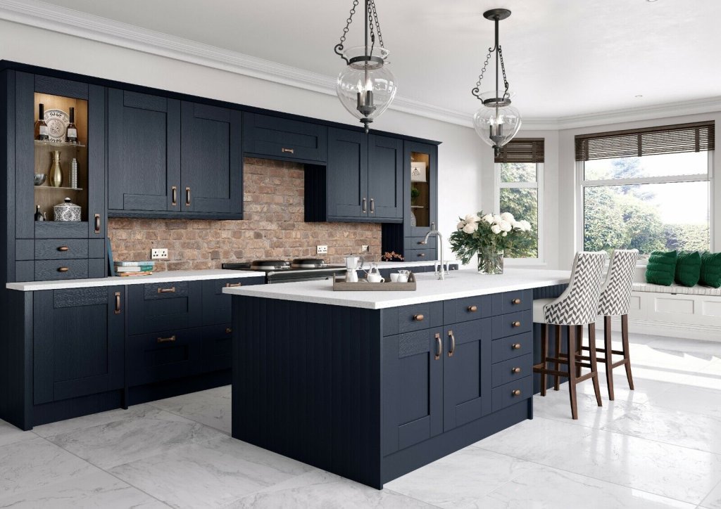 Navy Shaker Kitchens Woodford.